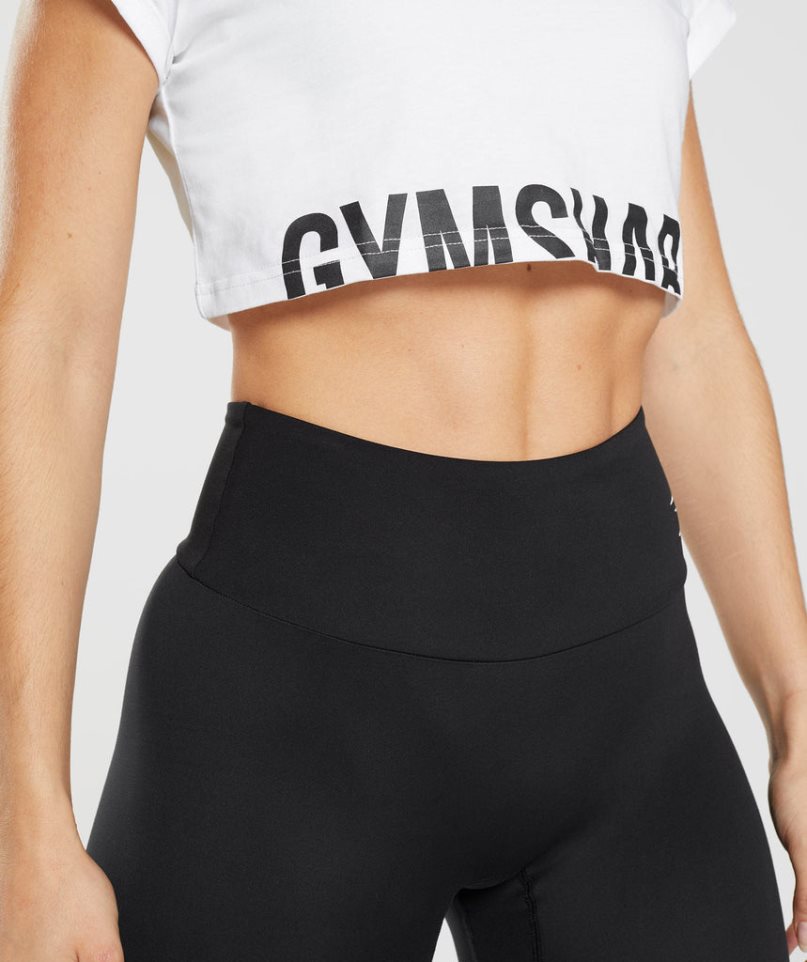 Women's Gymshark Fraction Cropped Tops White | CA 10D8NA